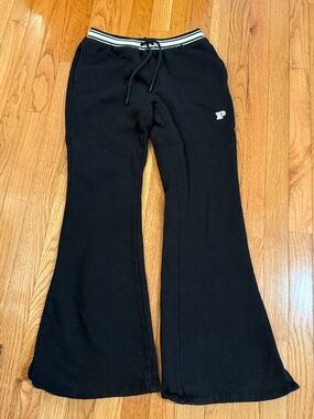 PINK Victoria's Secret Black Flare Sweatpants with Striped Waistband